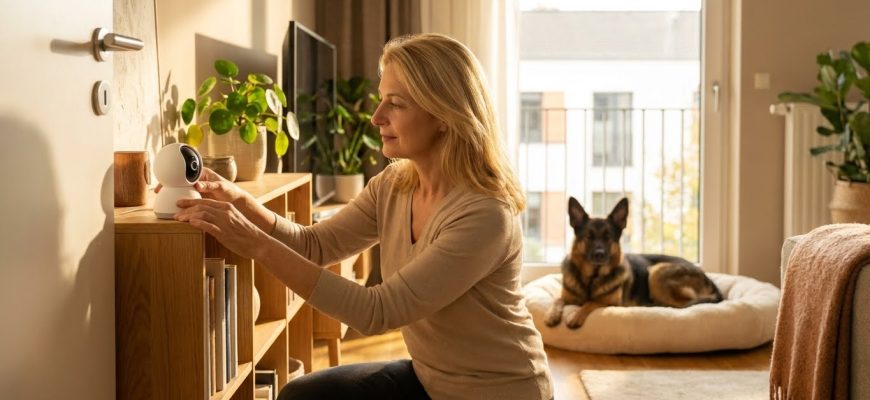 Кинолог Мария Соколова настраивает камеру, чтобы понять, почему собака воет в её отсутствие